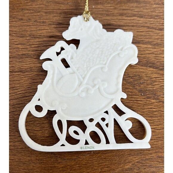 Vintage LENOX NOEL Holiday Wishes Sleigh Porcelain Christmas Tree Ornament NIB - Picture 3 of 3